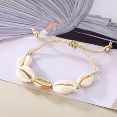 Gold Color Cowrie Shell Bracelets for Women Delicate Rope Chain Bracelet Beads Charm Bracelet Bohemian Beach Jewelry